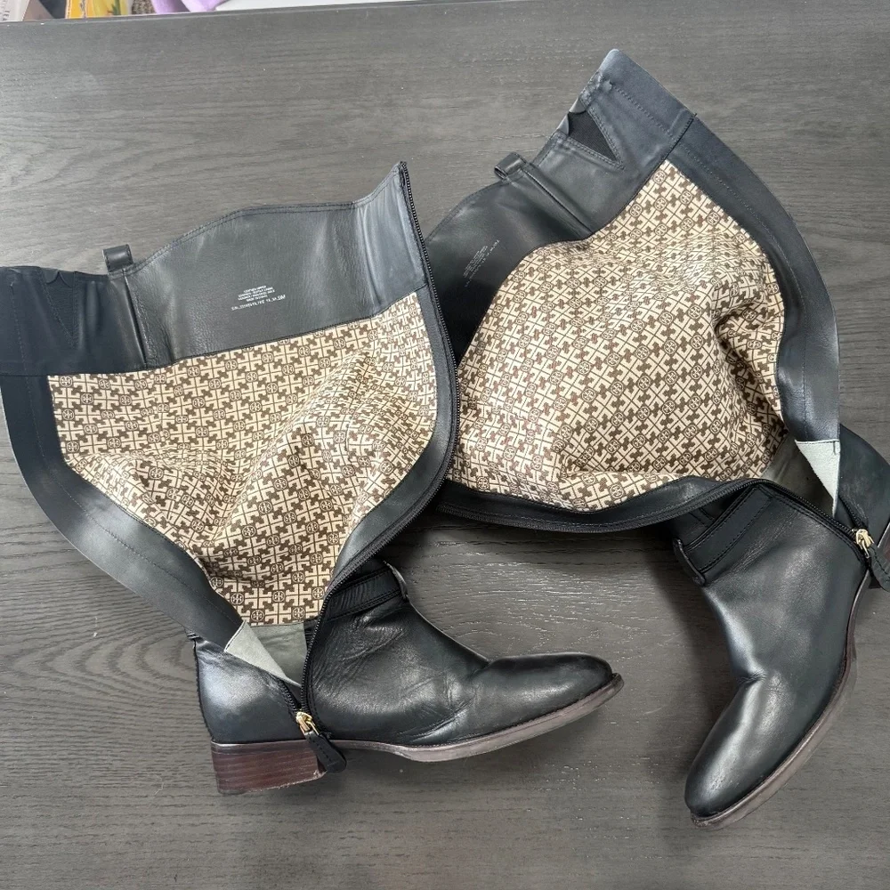 Tory Burch Black Leather Riding Boot‎ Size 9 M